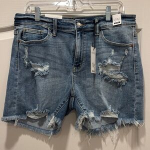 Judy Blue Light Wash Destroyed Frey Hem Shorts